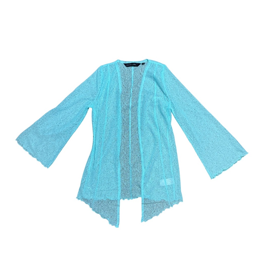 Colleen Lopez NWOT Light Blue Sheer Cardigan Flared Sleeves - Women’s Size XS‎